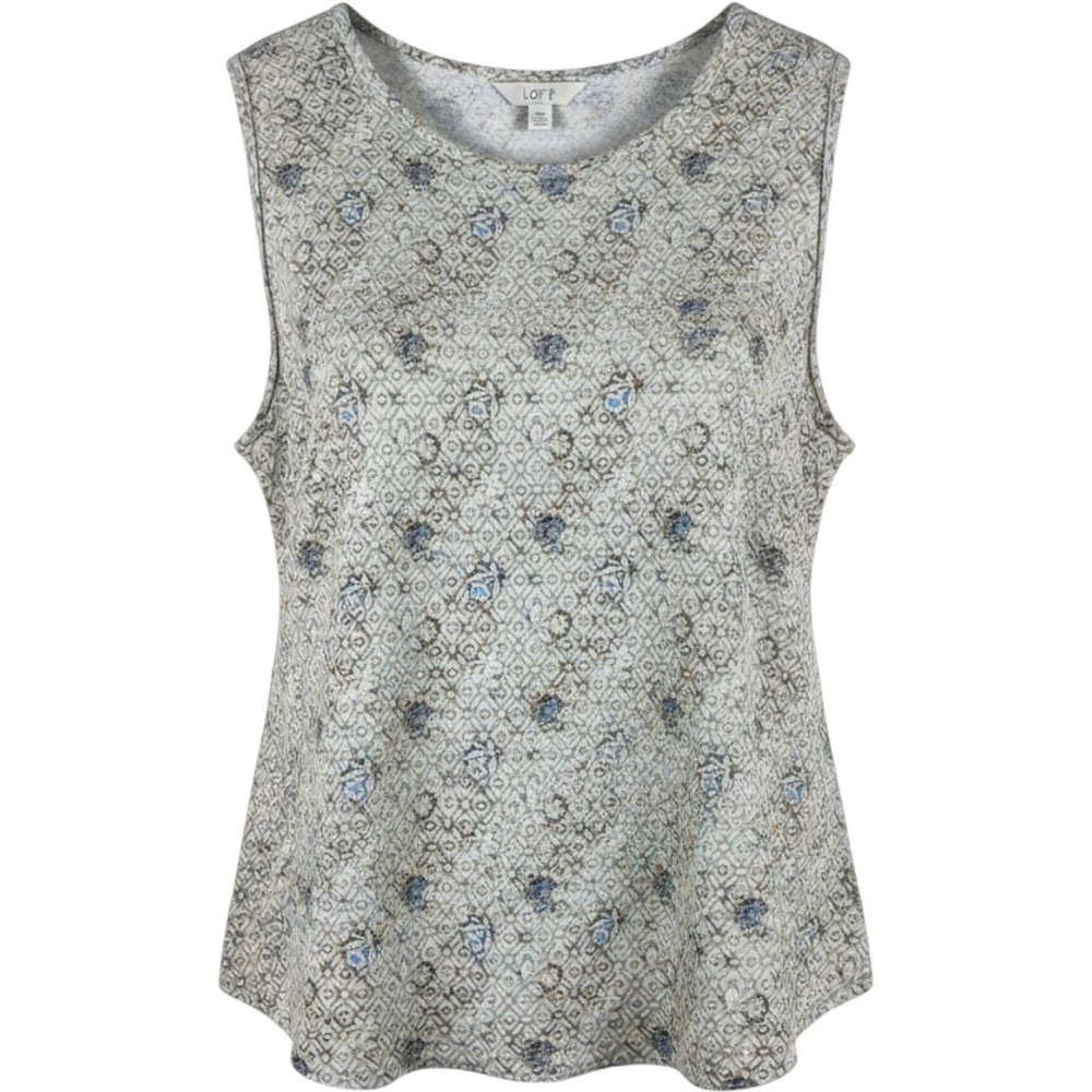 100% linen sleeveless tank floral print M loft airy breathable cottagecore boho